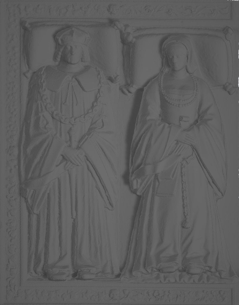 Moulage du haut-relief couple funéraire, monument funéraire de Raoul de Lannoy