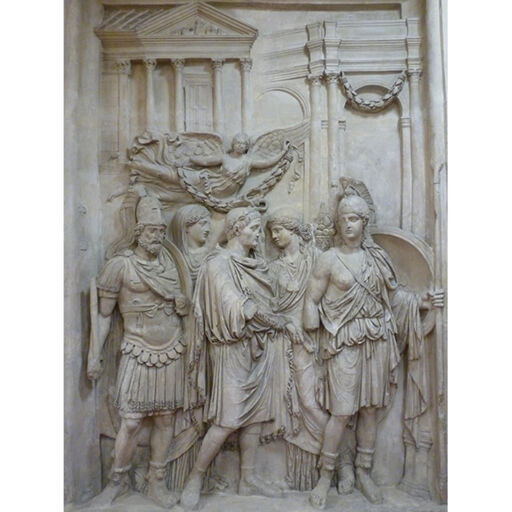 Moulage d'un haut-relief de l'attique de l'arc de Constantin : arrivée à Rome