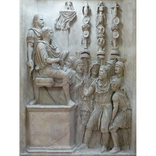 Moulage d'un haut-relief de l'attique de l'arc de Constantin : reddition d'un chef barbare