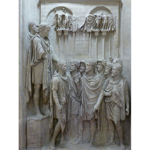 Moulage d'un haut-relief de l'attique de l'arc de Constantin : reddition d'un chef barbare