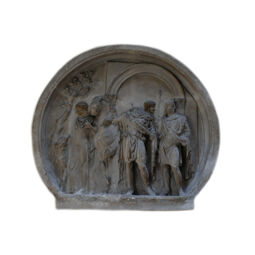 Moulage d'un tondo monumental d'Hadrien de l'arc de Constantin à Rome : départ à la chasse