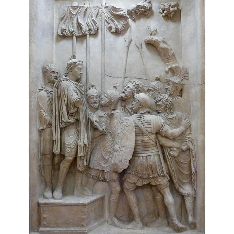 Moulage d'un haut-relief de l'attique de l'arc de Constantin : présentation de prisonniers à l'empereur 