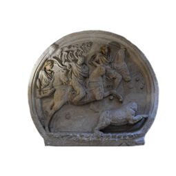 Moulage d'un tondo monumental d'Hadrien de l'arc de Constantin à Rome : chasse à l'ours